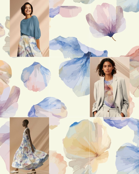 Light & Lush Viskose Blumen Aquarell hellgrundig