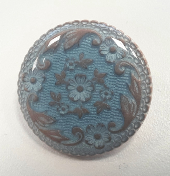 Metall Knopf 19mm blau kupfer