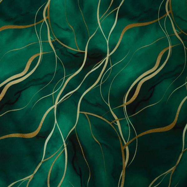 Viskose Crepe grün gold Digitaldruck