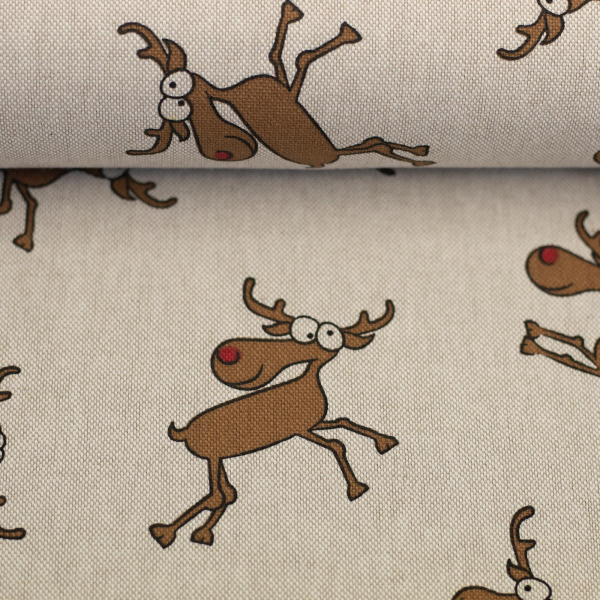 Canvas Happy reindeer beige meliert