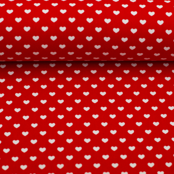 Baumwolle Herzen rot weiss