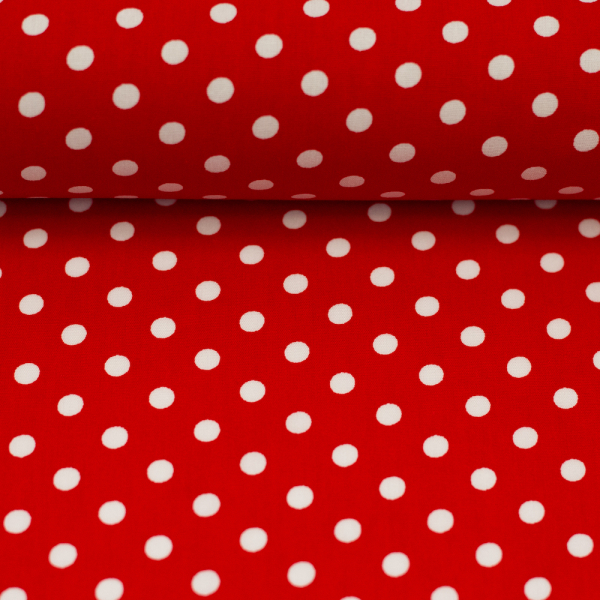 Baumwolle rot mit weissen Punkten
