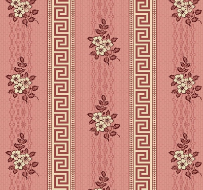 Farbenprächtiger Patchworkstoff mit Blumen und Bordüre