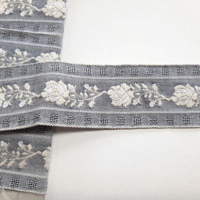 Blumenborte blau ecru 31mm