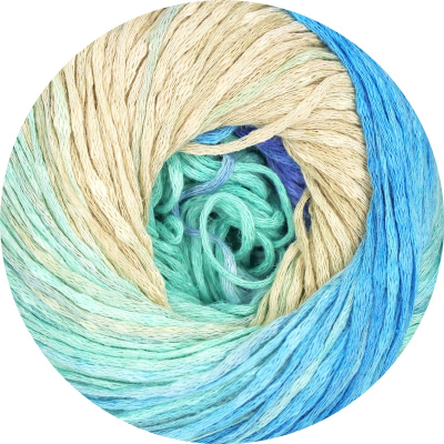 Bändchengarn Miras blau türkis beige