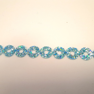 Paillettenborte gelocht türkis Glitzer 6 mm