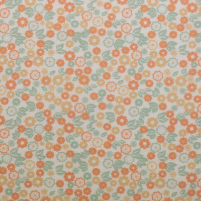 Baumwolle natur mint orange mit süssen Streublümchen