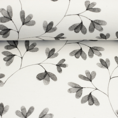 Beschichtete Baumwolle mit filigranen Blumenmuster grau