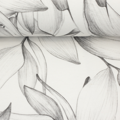 Beschichtete Baumwolle Magnolien Blätter grau