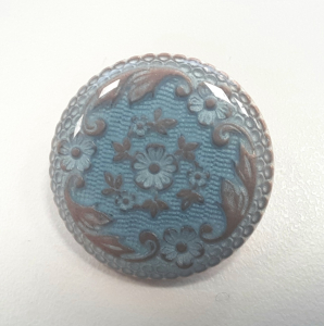 Metall Knopf 19mm blau kupfer