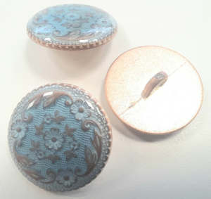 Metall Knopf 19mm blau kupfer