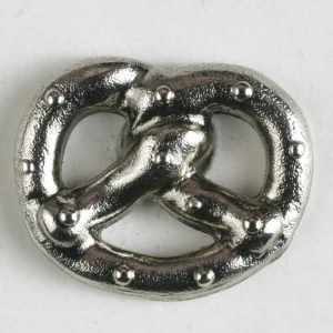 Brezel Knopf silber 20mm
