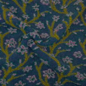 Walkloden blau lemone rosa Blumen Hilco