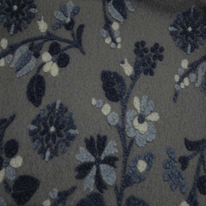 Walkloden grau blau Blumen Hilco