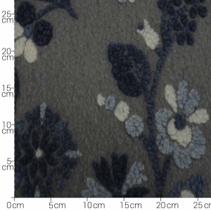 Walkloden grau blau Blumen Hilco