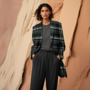 Modischer Bouclé schwarz natur