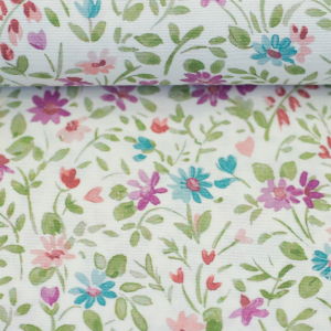 Beschichtete Baumwolle bunte filigrane Blüten