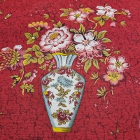 Traumhaft bildschöner Patchworkstoff mit Blumenvase/Amphore