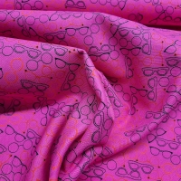 Ausgefallener Patchworkstoff pink mit Brillen