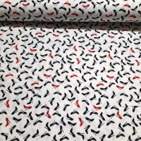 Patchworkstoff mit Pumps weissgrundig schwarz und rot