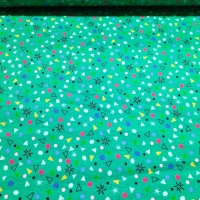 Fröhlicher Patchworkstoff mit buntem Grafikmuster