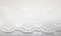 Batistborte weiss Herzen 2,1 cm