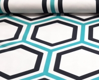 Dekostoff Hexagon türkis