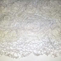 Seiden Spitze creme silber mit Rosen