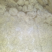 Seiden Spitze creme silber mit Rosen