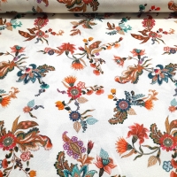 Viskose Leinen natur mit Blumen