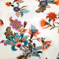 Viskose Leinen natur mit Blumen