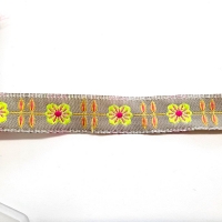 Blümchen zitronengelb khaki pink 15mm
