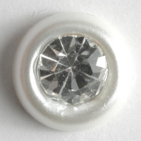 Strassknopf weiss eingefasst 11 mm