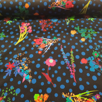 Jersey schwarz blau gepunktet mit farbenprächtigem Blumen