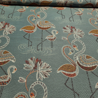 Edler Dekostoff Flamingos taubenblau