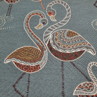 Edler Dekostoff Flamingos taubenblau