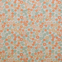Baumwolle natur mint orange mit süssen Streublümchen