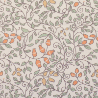 Baumwolle natur mint orange mit Ranken