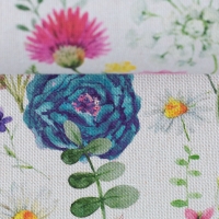 Bunte Blumenwiese Leinenoptik