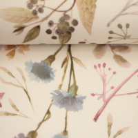 Beschichtete Baumwolle natur mit Wildblumen