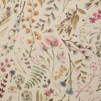 Beschichtete Baumwolle natur mit Wildblumen