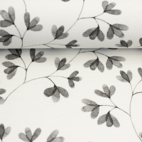 Beschichtete Baumwolle mit filigranen Blumenmuster grau