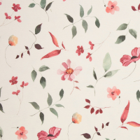 Beschichtete Baumwolle natur mit filigranen Blumen